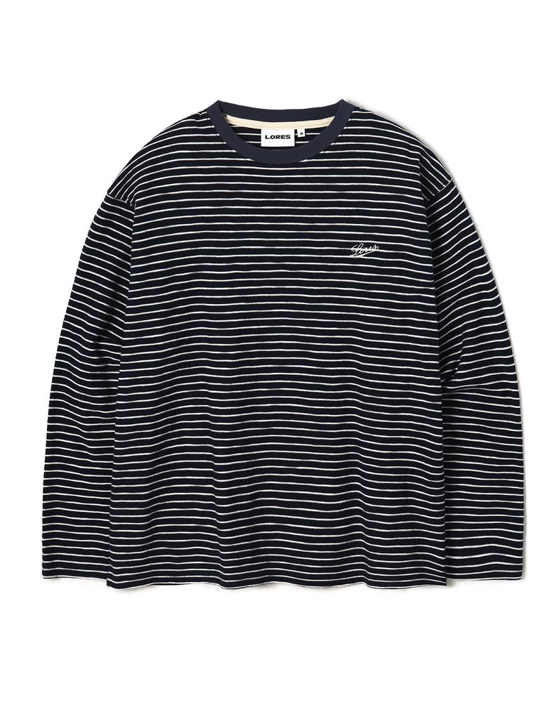 LORES Textured Striped L/S Tee - Navy