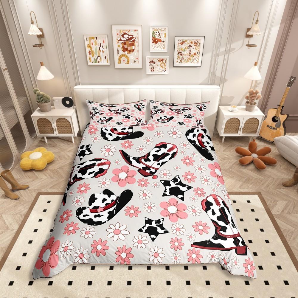 Comforter Homewish Western Cowgirl Boot Rustic Sunflower Cactus Bedding Setcartoon Brown Stars Bed Set