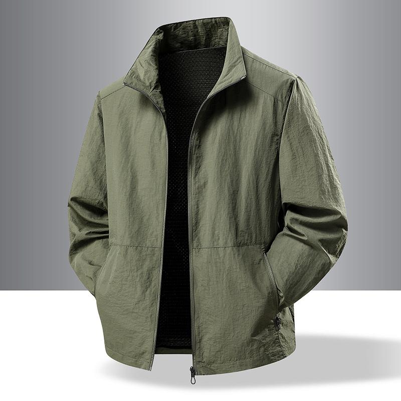 Men's Jacket Sports Loose Korean Style Casual Solid Color Pocket Long Sleeve Zipper Cardigan Top