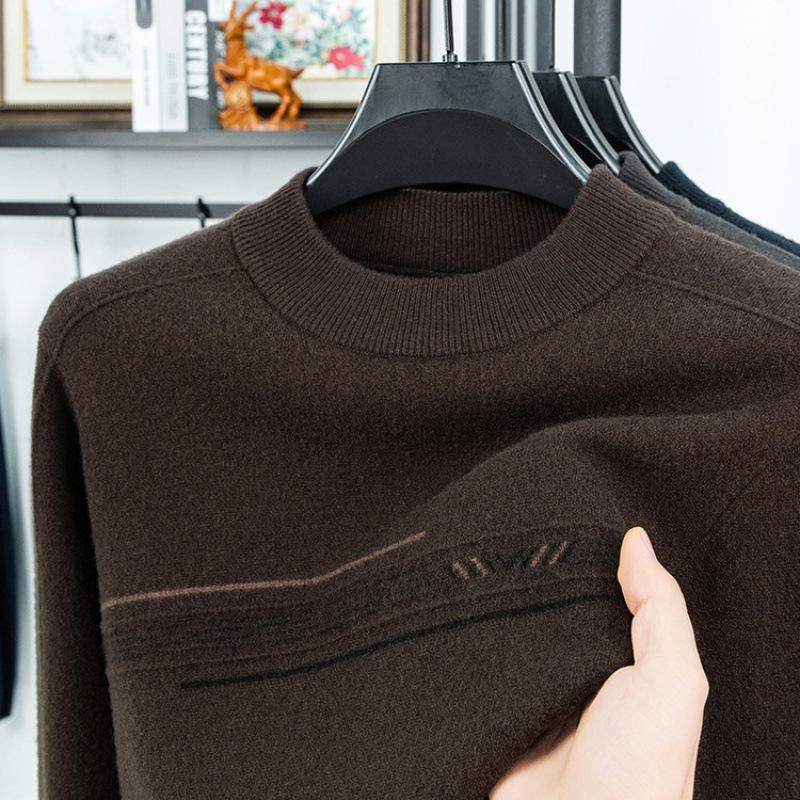 Hengyuanxiang Men s 100% Wool Round Neck Sweater - 2025 Winter Collection Medium (M)