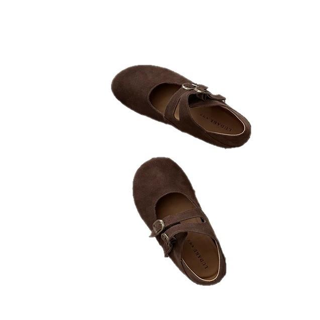 Retro Mary Jane shoes women's flats 2025 spring and autumn new round head grandma shoes women's one-word buckle single shoes
