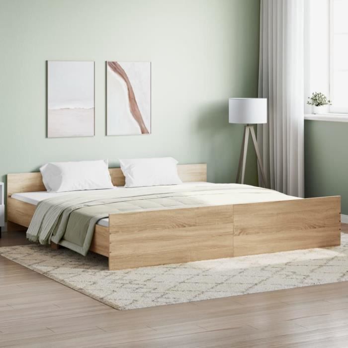 VidaXL Bed Frames Headboard and Footboard Sonoma Oak 180x200 Cm 3203770