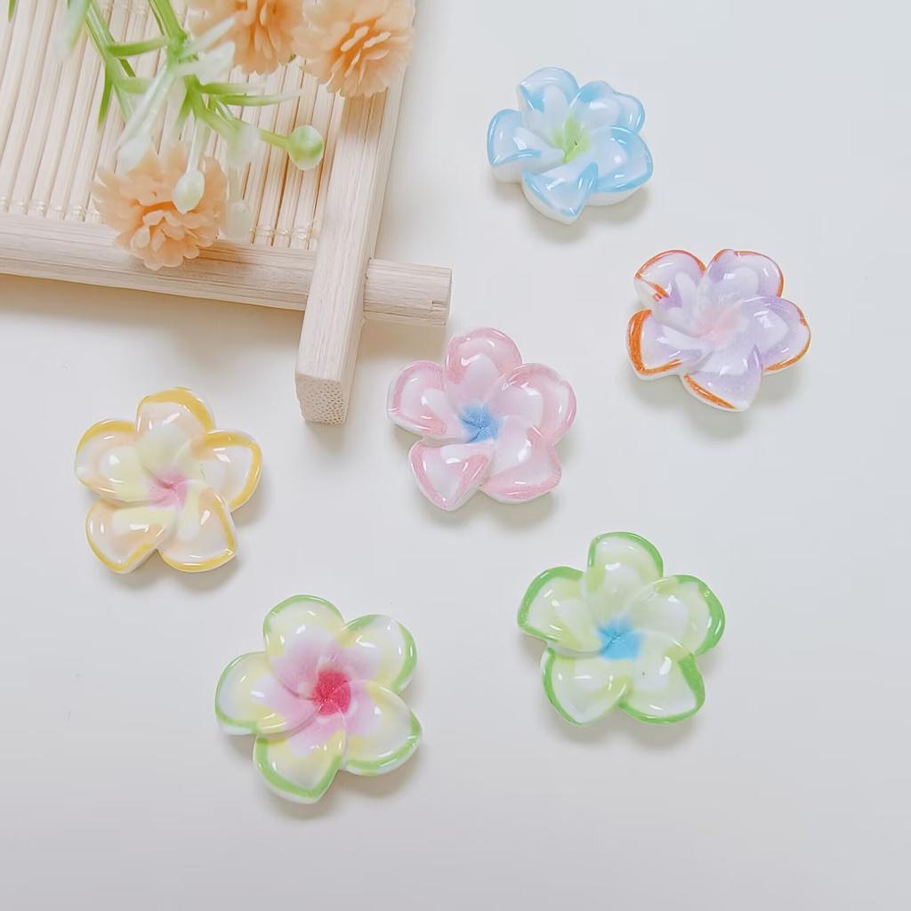 Bulk 100Pcs/Bag 18MM Colorful Plumeria Flower Cabochons Flatback Summer Florals Slime Charms Beads for Phone Case Decoration
