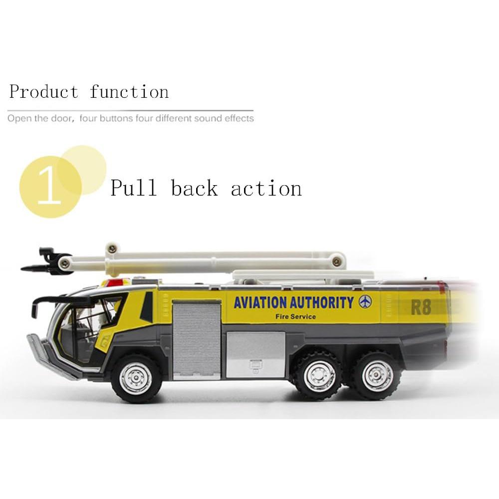 1/32 lotniskowe wozy strażackie dla chłopców, wóz strażacki zabawki Diecast silnik wozu strażackiego Pullback zabawka cierna pojazd inżynieryjny Model wozu strażackiego