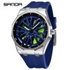 Sanda Men's Waterproof Alloy Car Wheel Design Silicone Wristwatch