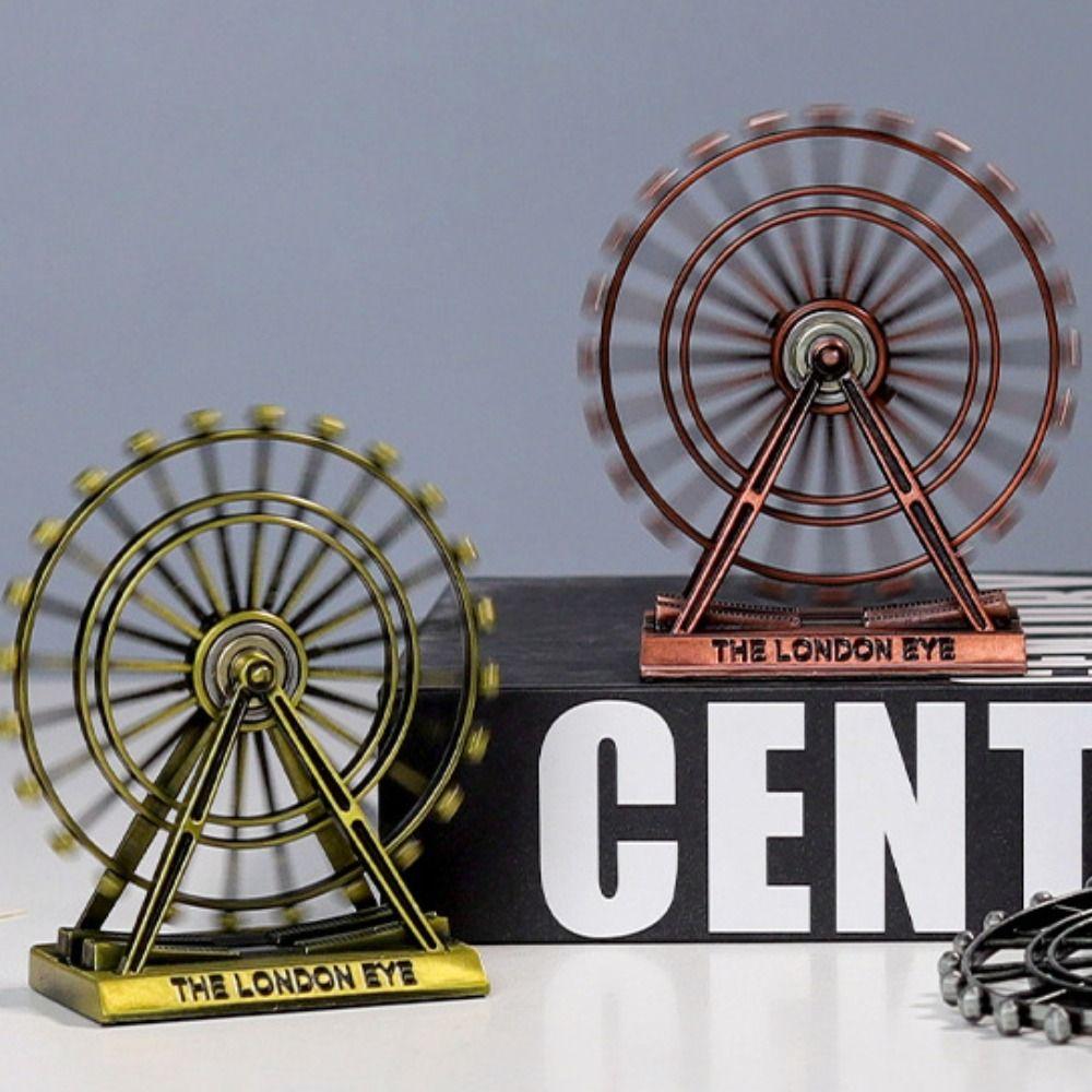 Rotatable Art Figurine Metal Ferris Wheel Model Nordic Style London Eye Ornament  Living Room