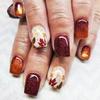 Maple Leaf Press on Nails Fall Leaves Stick on Fingernails Thanksgiving Short Square False Nails 24Pcs Glossy Silver Glitter Acrylic Fake Nail Autumn