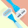 Triple-Layer Women's Manual Razor with Universal Replacement Blades for Underarm Hair Removal – Includes Handle and Blister Pack.