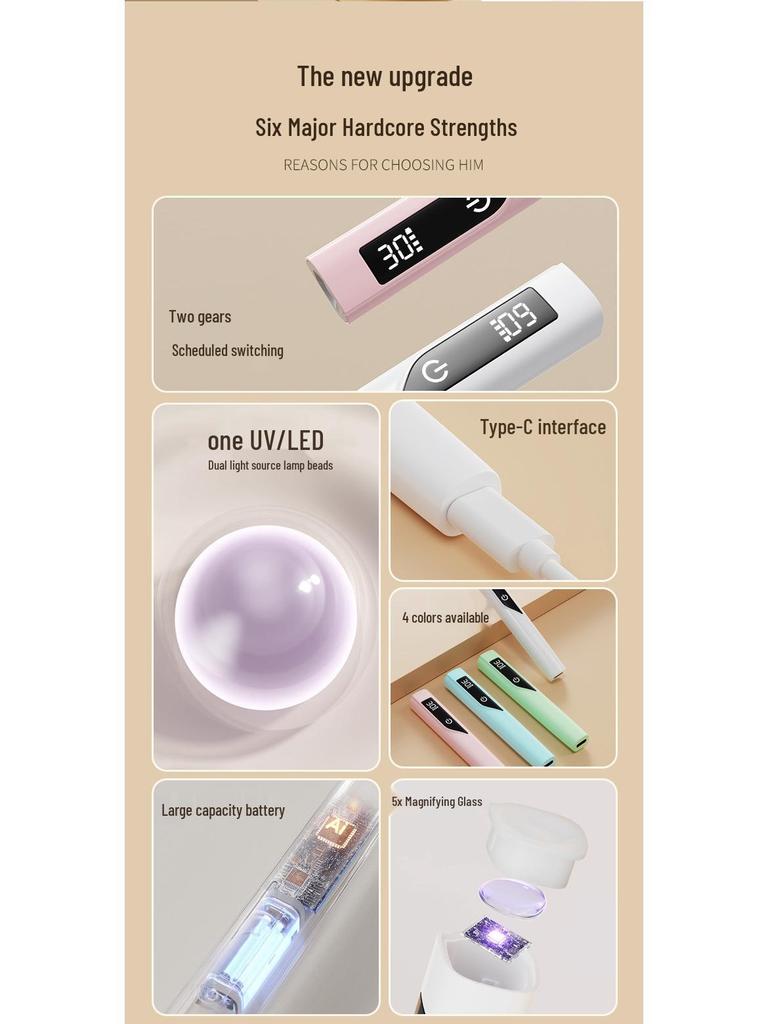 UV Nail Art Mini Portable Rechargeable Curing Lamp - Salon Exclusive Handheld Straight Lamp