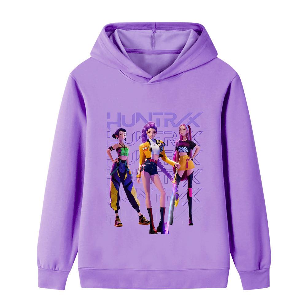 B1235 Kids Boys Girls Kpop Rumi Zoey Mira Print Long Sleeves Hoodie