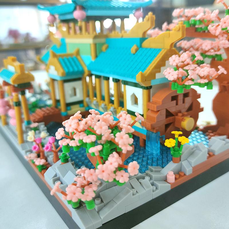 2350PCS Marriage Peach Tree House Building Blocks Ancient Architecture Mini Bricks Assemble Toys Kids Christmas Gifts