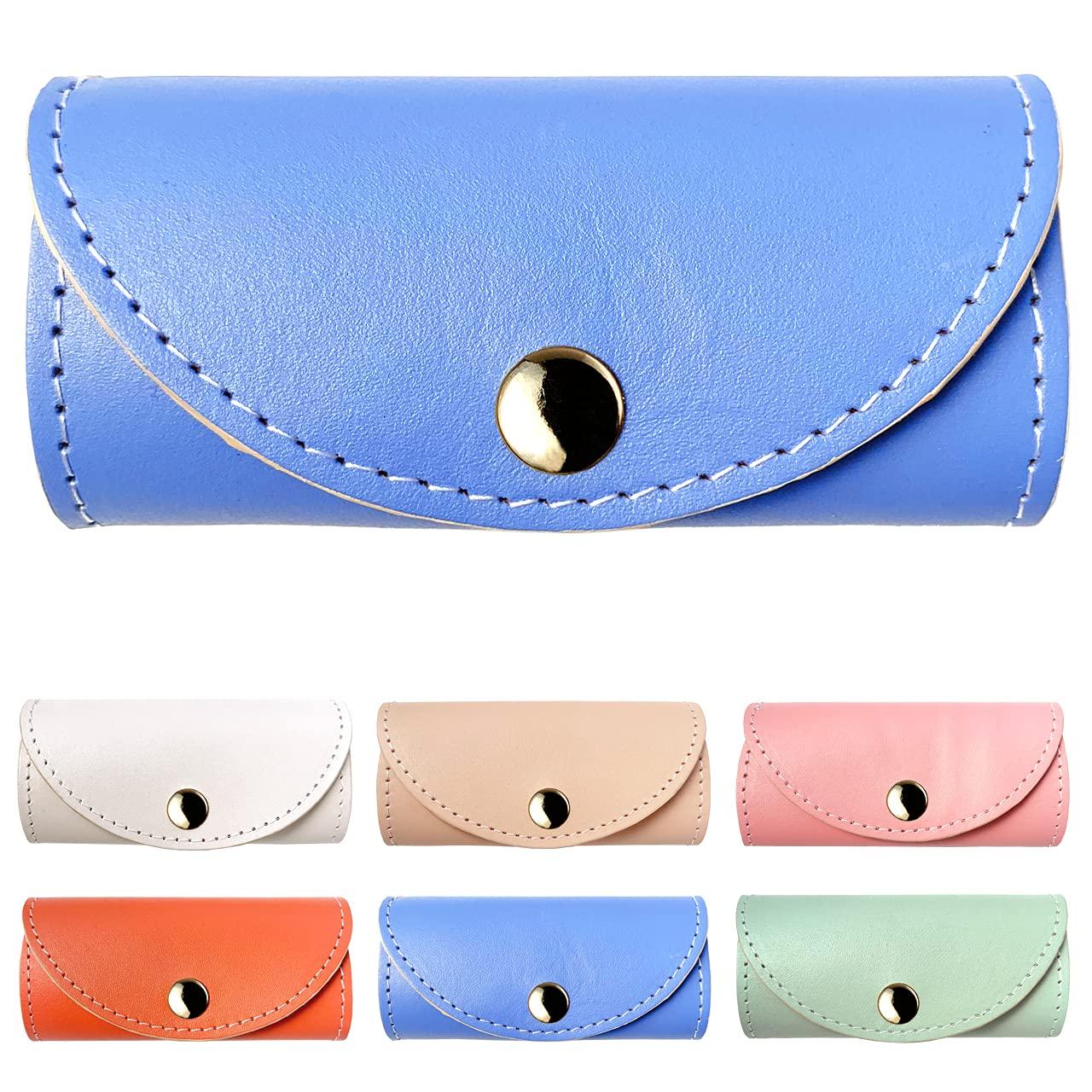 

Women s 4-Ring Genuine Leather Smart Key Case, Tri-Fold, Leather, Cowhide Leather, Slim, Compact, Mini Key Holder, 4-Ring Key Hook, Pastel Colors,