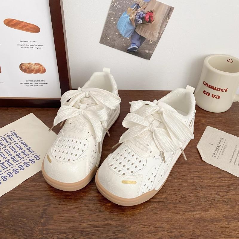 Ugly Cute Hollow Platform White Shoes Women's Summer New Niche Breathable Woven Sports Shoes