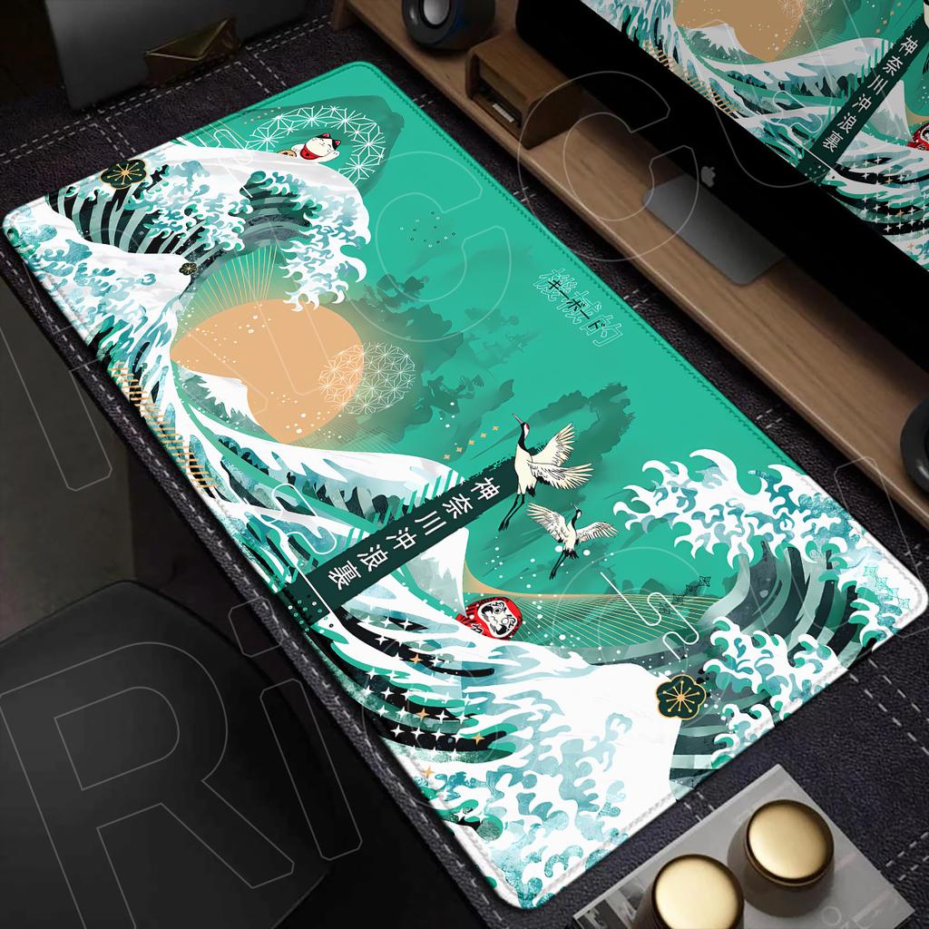 HD-Druck Neues Mauspad Japanische Große Welle vor Kanagawa Kunst-Mauspad XXL Spielmatte Büro Computer Rutschfest Große Mausmatte