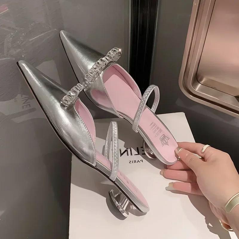 Fashion Women Patent Pink Slippers Spring Summer Flats Shoes New Pointed Toe Dress Shoes Designer Elegant Shallow Party Zapatillas Mujer