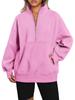 Autumn/Winter European & American Women's Pocket Half-Zip Loose Spliced Stand-Up Collar Fleece Sweatshirt