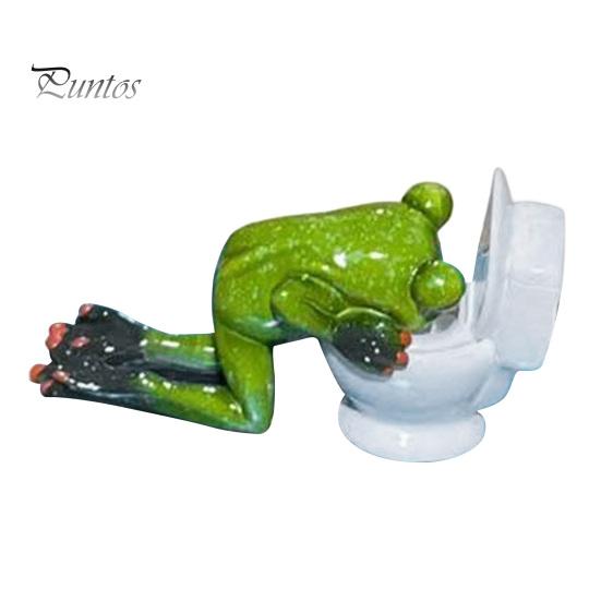 Humorous Gift for Friends Drunk Frog on The Toilet Decor, Funny Sculpture Tabletop Stress Relief Gag Cute Resin Desktop Ornament Home Office
