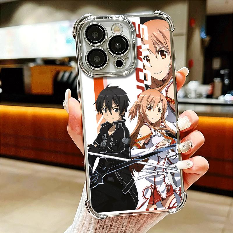 Anime Sword Art Online SAO Plating Phone Case For Iphone 16 17 Pro Max Air 16E 14 15 Plus 12 13 Mini Anti-Fall Airabag Cover