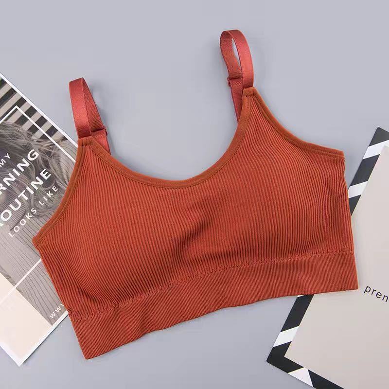Tops for Woman Knitted Sexy Crop Tops Halter Tank Top Women Built In Bra Camis Sleeveless Strap Vest Underwear Sports Bra Ladies