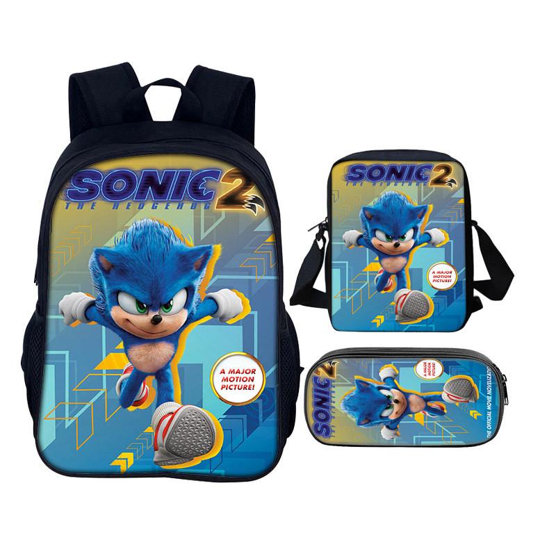 Sonic The Hedgehog 2 Book Bag Set With Waterresistant Polyester For School And Travel