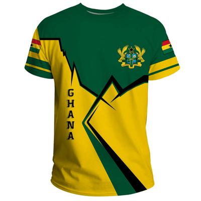 3D-T-Shirt mit Aufdruck zum Unabhängigkeitstag der Ghana-Nation. Grafische T-Shirts mit dem Emblem der Republik Ghana für Männer und Frauen.