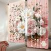 2Pcs Floral Curtain Delicate Pink Bouquet Of Spring Nature Blossoms Romantic Design Suitable For Living Room Bedroom Kitchen And