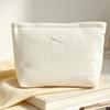 Large Capacity Waffle Knit Makeup Bag Bow Decor Toiletry Organizer Sweet Cosmetic Bag  Daily