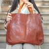 New leather women's bag vegetable tanned cowhide commuter large capacity tote bag shoulder bag women's retro handbag