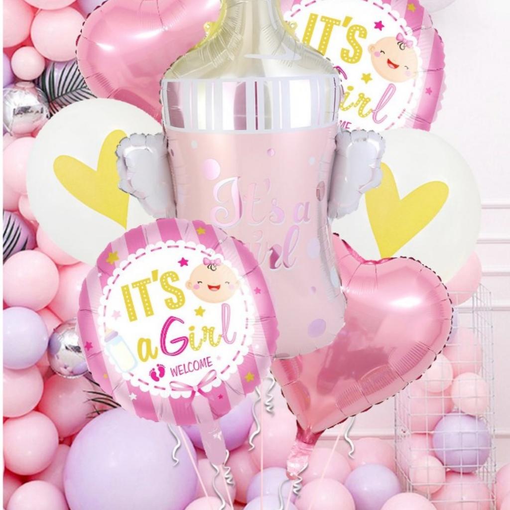 8pcs/set Mini Boy Girl Baby Bottle Aluminum Film Balloon 100 Days Baby Shower Ballons Birthday Gender Reveal Party Decoration
