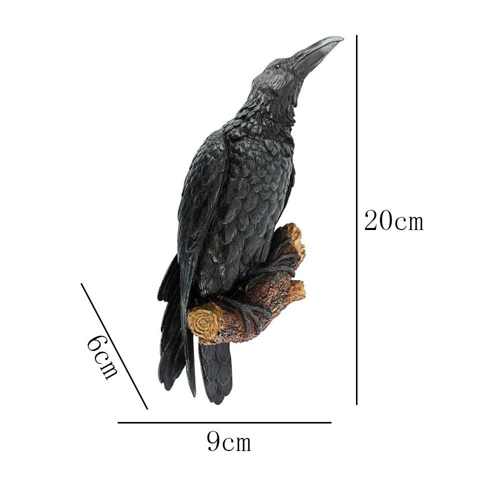 Realistic Bird Statue Black Raven Statue Animal Decoration   Outdoor