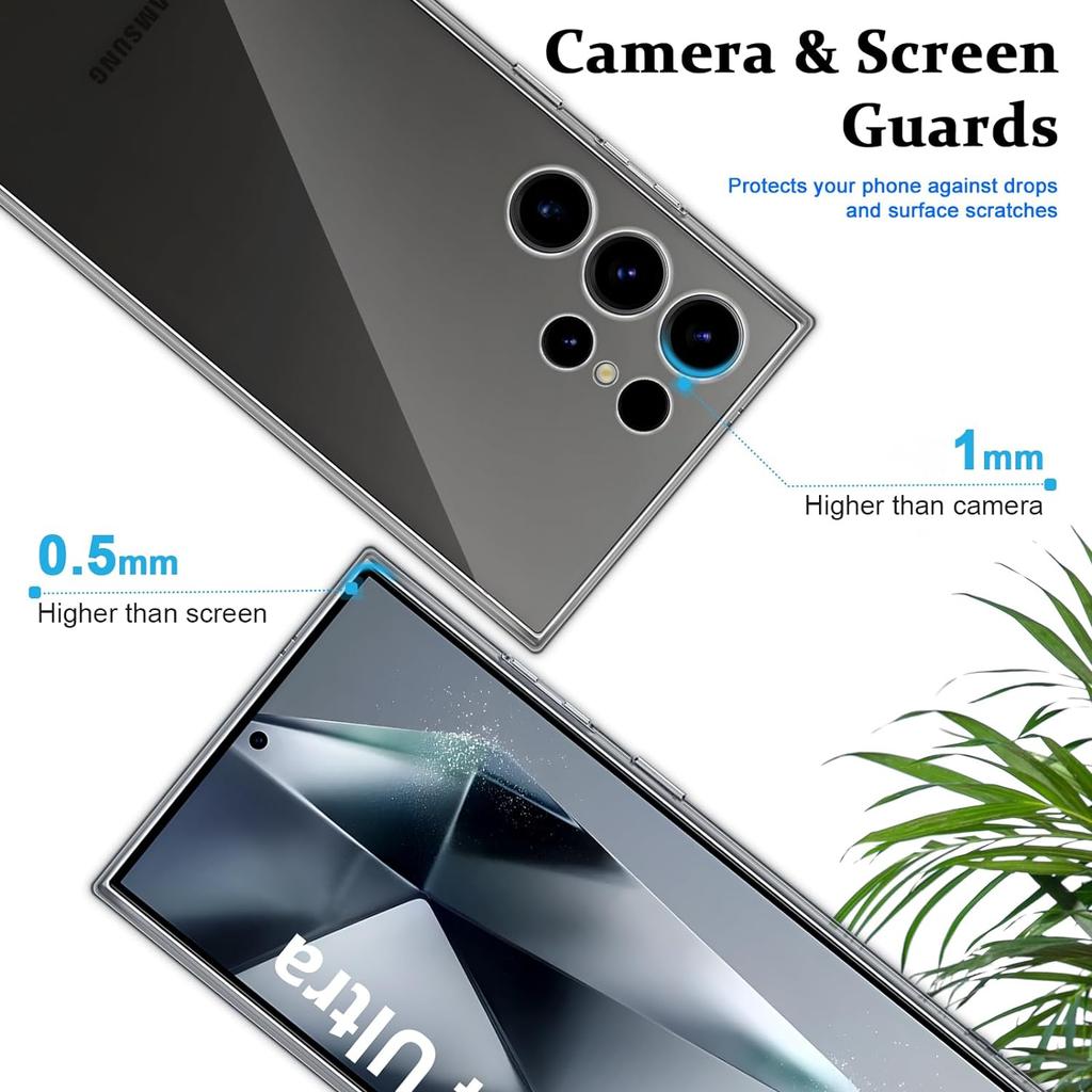 För Samsung Galaxy S24 Ultra TPU-skal Transparent Skyddande Baksida Anti-fingeravtryck