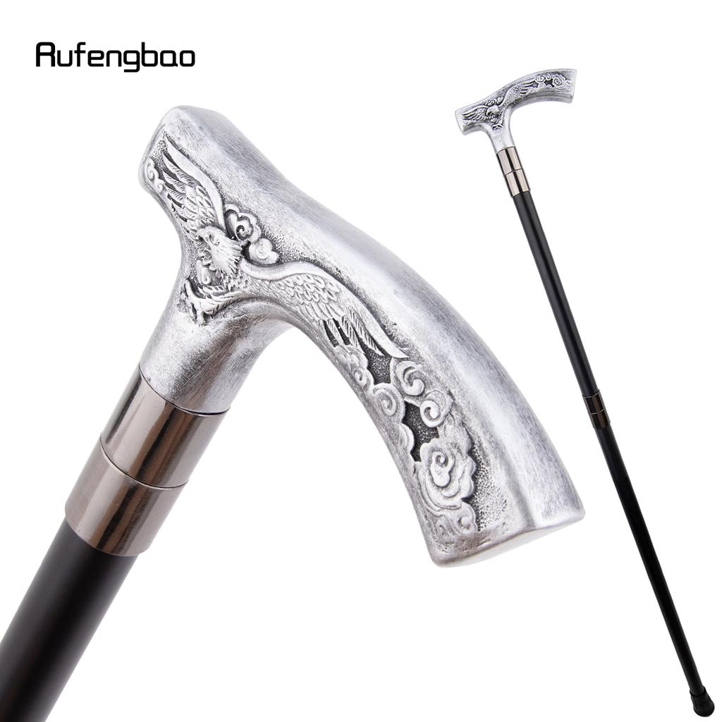 Silberner Harz Adler Gehstock Mode Dekorativer Stahlstock Gentleman Elegant Cosplay Stock Knauf Krummstab 93cm