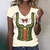 Camiseta casual de manga corta con cuello en V para mujer, top con estampado de Oktoberfest, tejido ligero y suave, ajuste cómodo, camiseta de verano