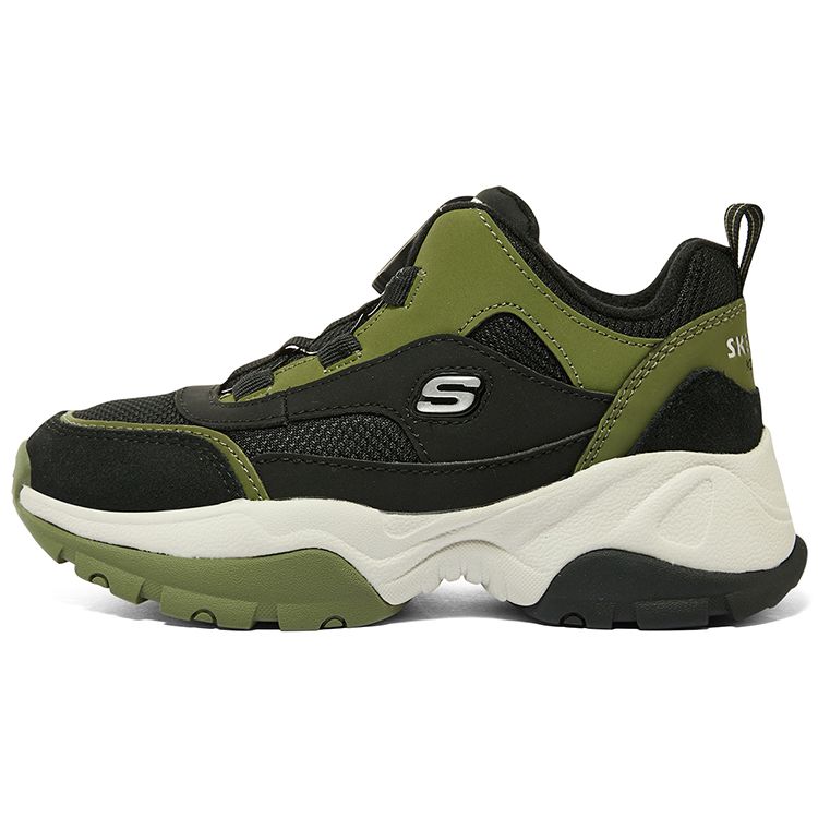Skechers Sport Knob Dad Shoes Shock Absorbing Breathable Mid-Top Casual Shoes Kids sneakers Olive 402247L-BKOL 27.5