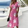 Women's Halloween Print Short Sleeve V-Neck Casual Dress