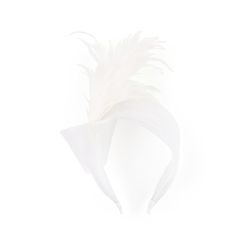 Elegant Feather Hairband with Tulle Bows Old Style Mesh Headband for Women Girls Wedding Party Photo Shoot Accessories