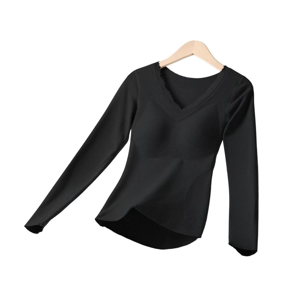 2025 Stylish Cashmere Wool & Silk Warm Base Layer with Built-in Bra Pads