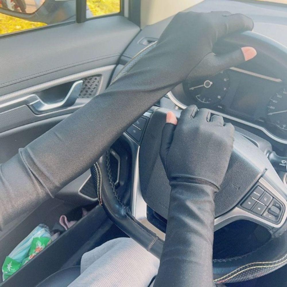 Sun Protection Ice Silk Sleeves Gloves Anti-UV Cycling Gloves Elastic Sunscreen Sleeve  Women