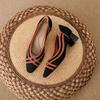 New Thick Heel Small Square Head Light Mouth Knitted Color Matching Temperament Women's Shoes Women's Fashion Single Shoes