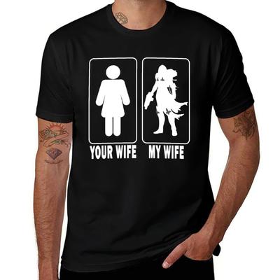 T-shirt graphique « Ta femme - Ma femme - Sœur de bataille » pour homme, t-shirt homme de créateur, t-shirts anime pour homme