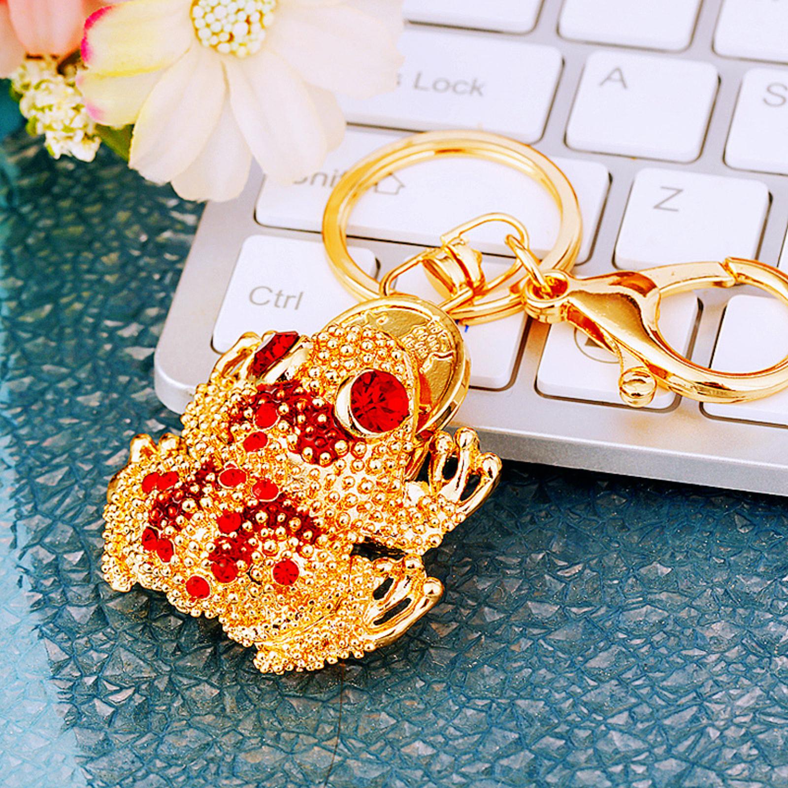

Trend Car Keyring Metal Handbag Accessory Key Chain Ring Diamond-Studded Gold-Devouring Corporate Gift красный