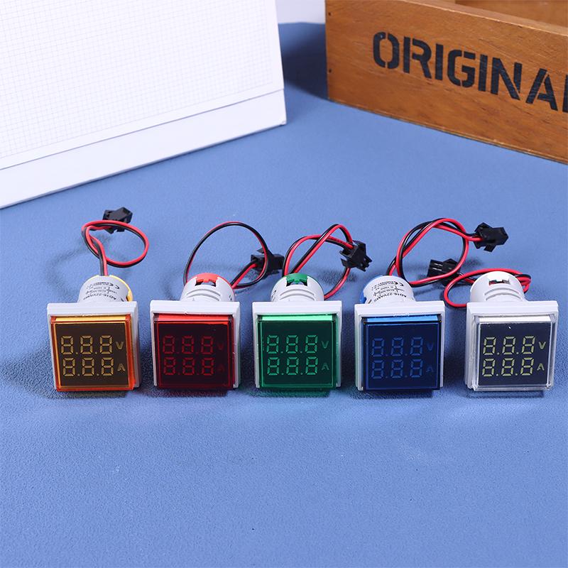 Mini Dual Display Voltmeter Ammeter AD16-22VAMS 220V Square LED Digital Ammeter Voltage Current Meter Voltammeter