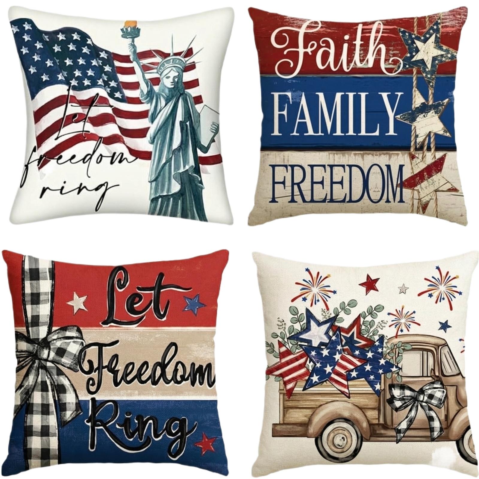 

Independence Day Flag English Pillowcase Living Room Bedroom European And American Linen Throw Pillow One Size