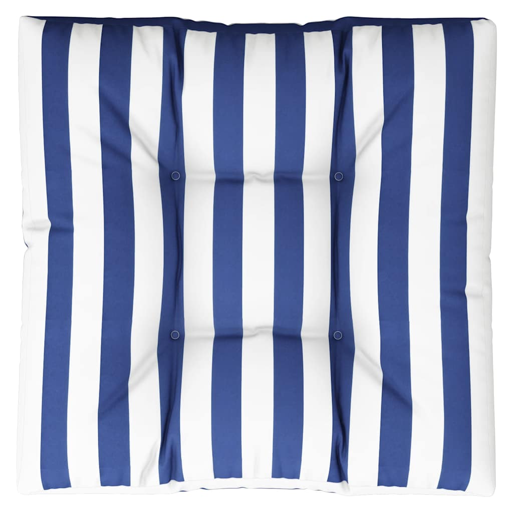 Pallet Cushion Blue and White Striped 80 x 80 x 12 cm Fabric