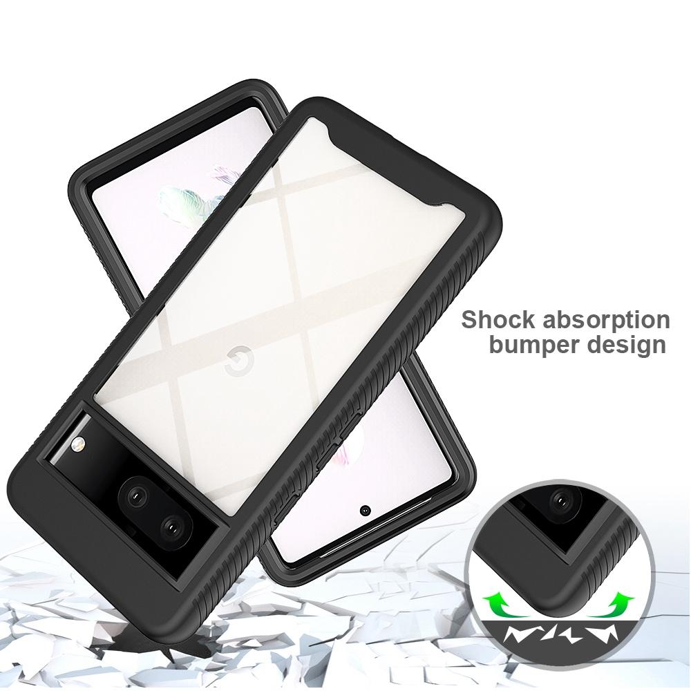 

For Google Pixel 7 5G Mobile Phone Case,Shockproof Crystal Clear Case PC+Acrylic Back with TPU Edges Shell Black