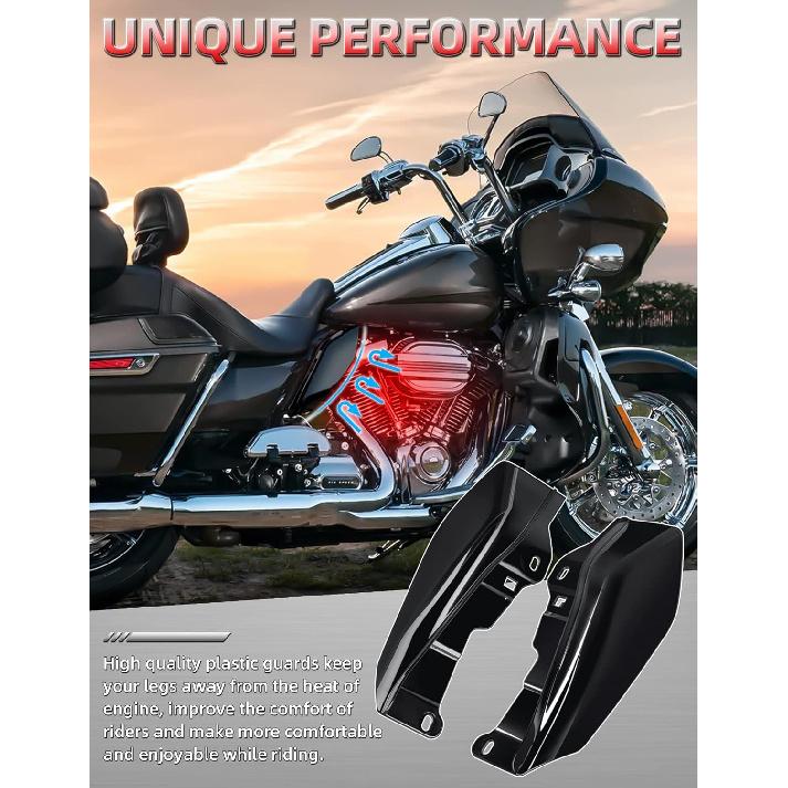Amazicha Vivid Black Mid Frame Air Heat Deflectors Trim Left Right Set Compatible for Harley Touring and Trike 2009-2024 Models Without Cool Flow Fan