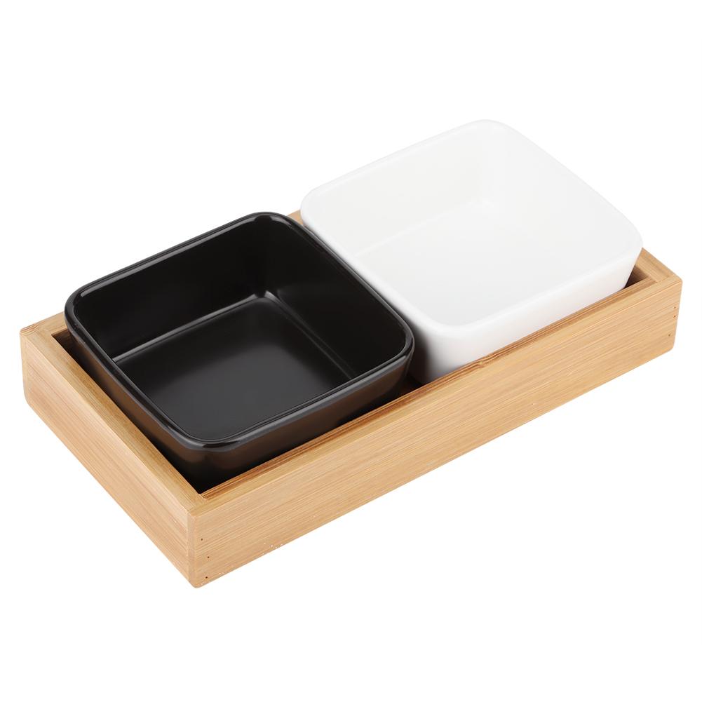 

Divided Grids Multifunctional Eco Friendly Dried Fruit Tray Snack Sauce Plate Holder for Home(Two Grids 1White1Black )