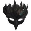 Party Costume Bird Mask for Halloween Role-Play Looks, Black Feather Face Accessory with Lightweight Plastic Construction for Photo Styling