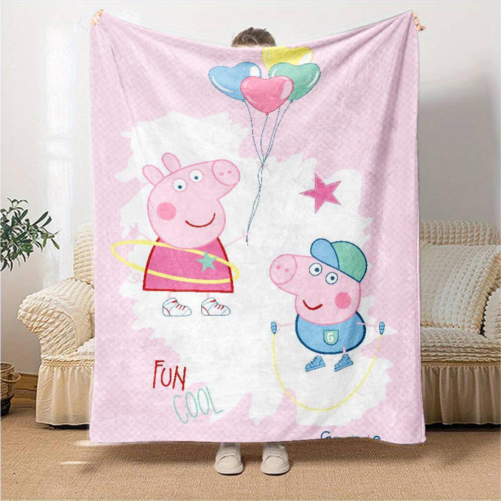 Peppa Pig Theme Printed Blanket - Perfect for Couch, Bed, Travel & Outdoor Use | Machine Washable, Cozy & Durable.