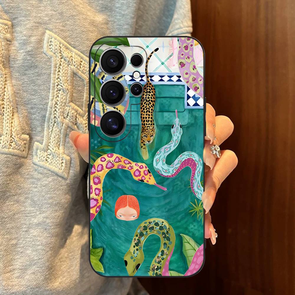 Colorful Abstract Tiger Leopard Snake Tropical Phone Case For Samsung S 24 Fe 25 Ultra Plus 20 Lite 21 30 22 23 24 22 Ultra 5G